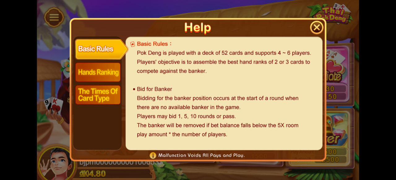 Luật chơi Thai Pok Deng Bj88 cơ bản. Nguồn: Ảnh chụp trực tiếp từ sảnh game